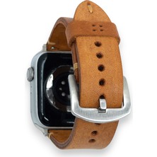 Minval Craft Apple Watch Deri Kordon 9 8 SE2 7 6 Se 5 4 3 2 1 serisi 41mm 40mm 38mm Uyumlu Kadın Erkek için Uniseks El Yapımı Camel Kahve Kayış