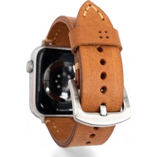 Minval Craft Apple Watch Deri Kordon 9 8 SE2 7 6 Se 5 4 3 2 1 serisi 41mm 40mm 38mm Uyumlu Kadın Erkek için Uniseks El Yapımı Camel Kahve Kayış