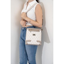 Silver & Polo Silver Polo Bej - Kum Monogram Kadın Çapraz Çanta SP1120