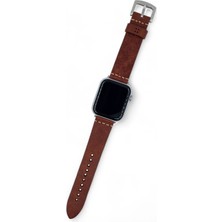 Minval Craft Apple Watch Deri Kordon 9 8 SE2 7 6 Se 5 4 3 2 1 serisi 41mm 40mm 38mm Uyumlu Kadın Erkek için Uniseks El Yapımı Kiremit Kahve Kayış