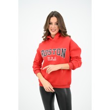 Koza Butik Kadın Kapüşonlu Baskılı Sweatshirt 1627-25