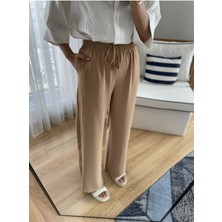 Myrum Butik Camel Krep Saten Pantolon L