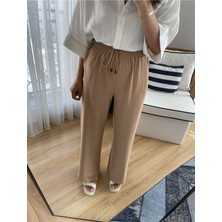 Myrum Butik Camel Krep Saten Pantolon L