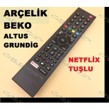 Ata Elektronik Arçelik Beko Altus Grungid Smart LCD LED Tv Televizyon Kumandası Netflix Tuşlu