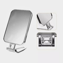 Gaman Çift Taraflı 2 x  Büyüteçli Dikdörgen Gümüş Katlanabilir Makyaj Aynası El-Masa Aynası