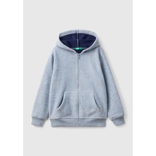 United Colors of Benetton Erkek Çocuk Gri Melanj Etiket Detaylı Sweatshirt