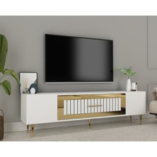 Cantek Dizayn DEKOLP3CT Tv Sehpası Beyaz-Altın