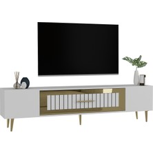 Cantek Dizayn DEKOLP3CT Tv Sehpası Beyaz-Altın