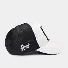 BlackBörk V1 Trucker Bengal Kaplan - 1 Kod Logolu Unisex Beyaz-Siyah Şapka (Cap)