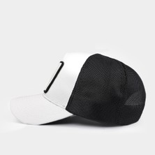 BlackBörk V1 Trucker Bengal Kaplan - 1 Kod Logolu Unisex Beyaz-Siyah Şapka (Cap)