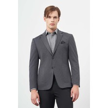Koyu Lacivert Örme Mono Yaka 6 Drop Slim Fit Ceket 1002245153