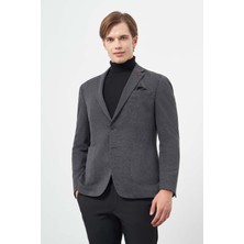 İmza Lacivert Örme Mono Yaka 6 Drop Slim Fit Ceket 1002245152