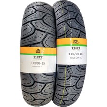 130/90-15 ve 110/90-16 Takım Tl (Tubeless - Dubleks) Chopper Lastiği Rideonset1(K)