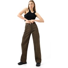 Yılan Desenli Yüksek Bel Straight Fit Pantolon