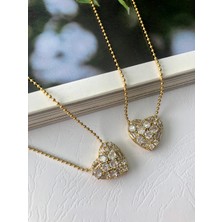 Atelier Deep Baget Taşlı Kalp Gold Zincir Kolye
