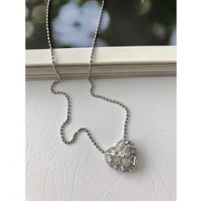 Atelier Deep Baget Taşlı Kalp Silver Zincir Kolye