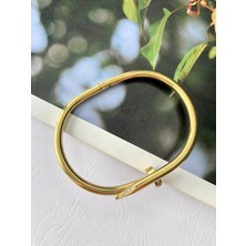 Atelier Deep Çivi Model Zirkon Taş Gold Çelik Bileklik