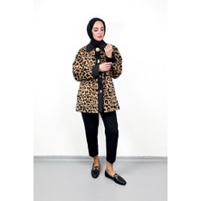 Maxmu Peluş Leopar Ceket Siyah