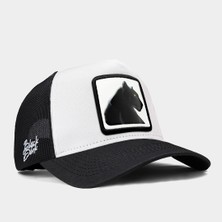 V1 Trucker Panter - 1bs Kod Logolu Unisex Siyah Siperli Beyaz - Siyah Şapka (Cap)