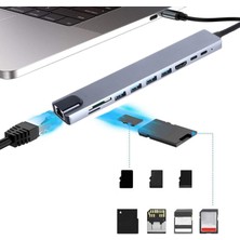 Coverzone Type C Hub, 10 in 1, 4 Adet 3.0 USB Çoklayıcı,4k HDMI Bağlantısı,sd Tf Kart OKUYUCU,RJ45 Ethernet,2 Adet USB C Pc Bağlantı Girişli Adaptörü Macbook ile Uyumlu ZR795