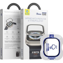 Blueo Apple Watch Ultra / Watch Ultra 2 49MM Safir Cam Siyah Çerçeve Parlak Cam Ekran Koruyucu