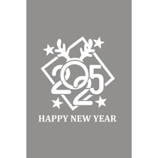 Mıgnatıs Çerçeve Içinde Happy New Year 2025 Yazısı Yılbaşı Süslemeleri Yeni Yıl Vitrin Cam Sticker