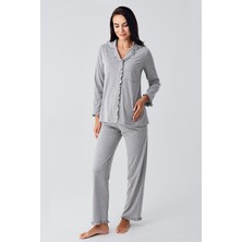 Artış Collection Kadın Uzun Kollu Esnek Pamuklu Kumaş Hamile Pijama Takım 22112