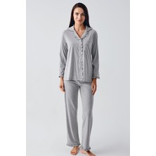 Artış Collection Kadın Uzun Kollu Esnek Pamuklu Kumaş Hamile Pijama Takım 22112