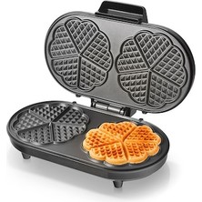 Çift Waffle Makinesi - Mini Kalp Şeklinde Waffle'lar Için Yapışmaz Plaka