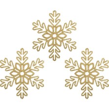 Partijet Yılbaşı Kar Motifli Altın Dekor Süs 3'lü