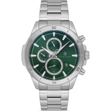 David Guner Yeşil Kadranlı Gümüş Kaplama Multi Fonksiyonlu Erkek Kol Saati