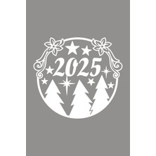 Mıgnatıs Çam Ağaçları ve Yıldızlar 2025 Yazısı Yılbaşı Süslemeleri Yeni Yıl Vitrin Cam Sticker