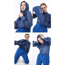 Ouz Fashion Kadın Şal Detay Hakim Yaka Şifon Gömlek