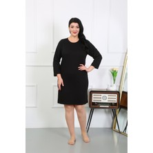 Akbeniz Kadın Büyük Beden Penye Gecelik Ev Elbisesi Siyah 12506