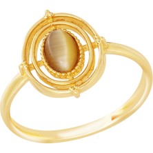 Diamond Line-Gülaylar 14 Ayar Sarı Altın Trend Yüzük