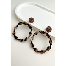 Modex Topçuk Detay Leopar Halka Küpe (Halka 4cm)