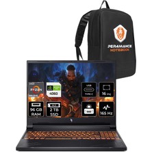Acer Nitro V 16 Ryzen 7 8845HS RTX 4060 Gaming Laptop 96GB RAM 2TB SSD 16" FHD+ 165Hz FreeDOS + Per4 Çanta NHQRUEY003P339