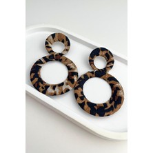 Modex Halka Detay Leopar Sallantılı Küpe (7cm)