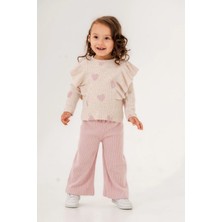 Miniğimin Cicileri (2-5 Yaş) Kalp Desenli Kaşkorse Kışlık Kız çocuk takım - Pembe