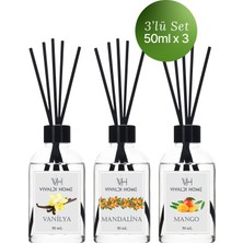 Vivaldi Home Vanilya, Mandalina, Mango Çubuklu Oda Kokusu Esansiyel Uçucu Yağ 50 ml x 3'lü Set