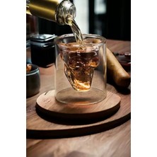 3'lü Kuru Kafa Viski Shot Bardağı Çift Cidarlı Bardak Skull Kristal Tasarım Kokteyl