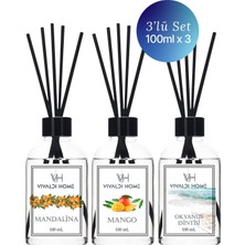 Vivaldi Home Mandalina, Mango, Okyonus Esintisi Loveçubuklu Oda Kokusu Esansiyel Uçucu Yağ 100 ml x 3'lü Set