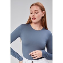 Ayseliza Antrasit Astarlı Uzun Kollu Çıtçıtlı Body