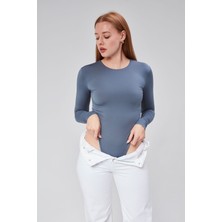 Ayseliza Antrasit Astarlı Uzun Kollu Çıtçıtlı Body
