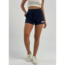 Kadın Beli Lastikli Nakış Lacivert Şort