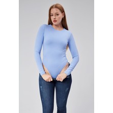 Bebe Mavi Astarlı Uzun Kollu Çıtçıtlı Body
