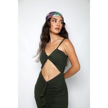 Ayseliza Premium Vücuda Oturan Örme Büzgülü Özel Dekolte Detaylı abiye elbise