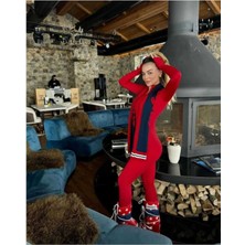 Ayseliza Kırmızı Vücuda Oturan Polarlı Tayt Tulum