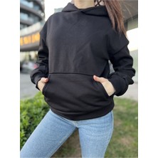 Ayseliza Kapüşonlu Içi Polarlı Unisex Hoodie Kadın Erkek Pamuklu Basic Kapüşonlu Sweatshirt Rahat Kalıp