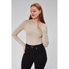 Ayseliza Bej Astarlı Uzun Kollu Çıtçıtlı Body